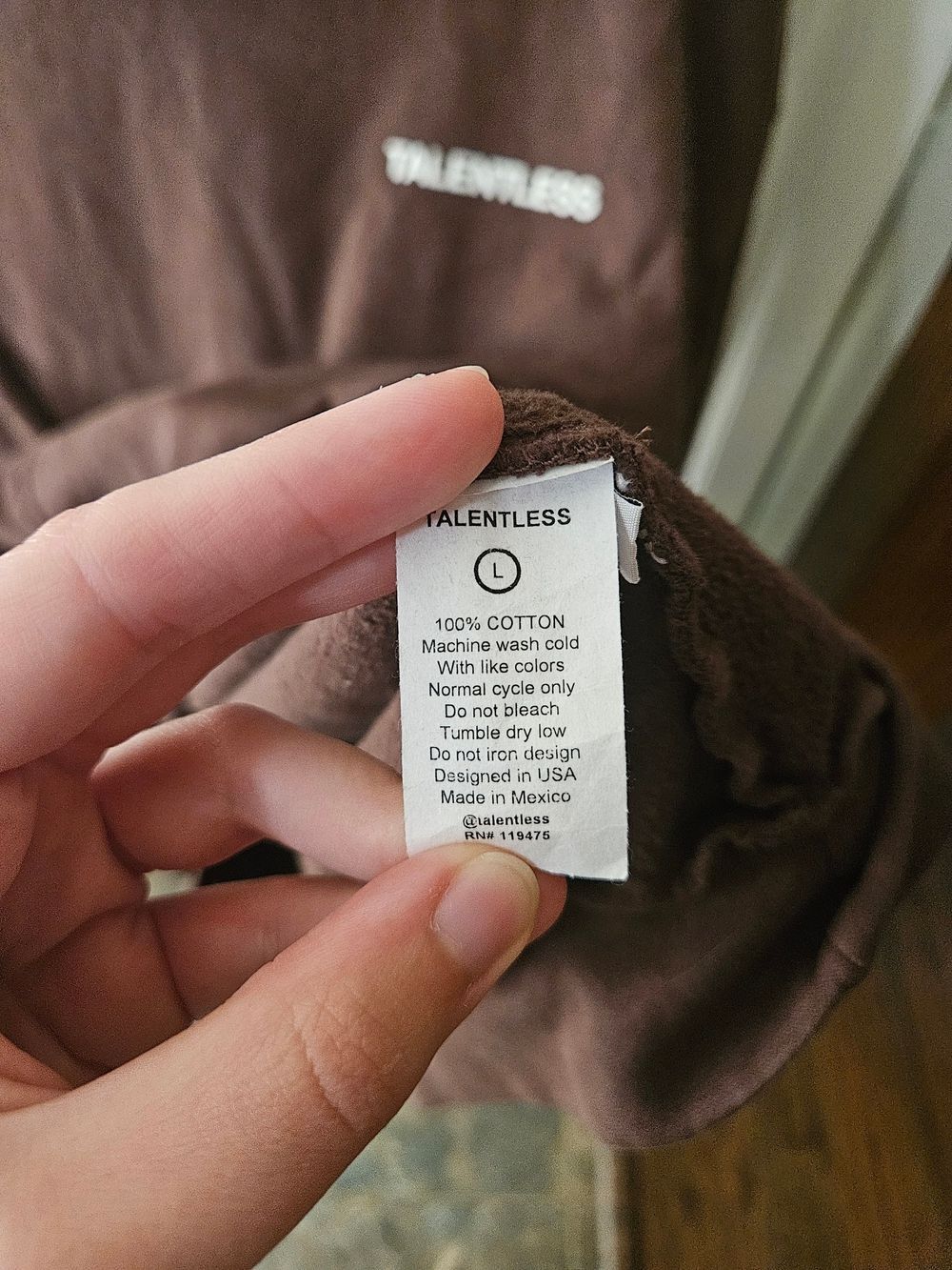 TALENTLESS Lightweight Coco Brown Unisex Hoodie Sweatshirt Streetwear Neutral - Picture 8 of 8